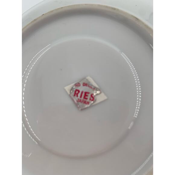 Ries Japan Ceramic Tea Cup & Saucer White Yellow Roses Gray Floral Gold Accents - Picture 4 of 9